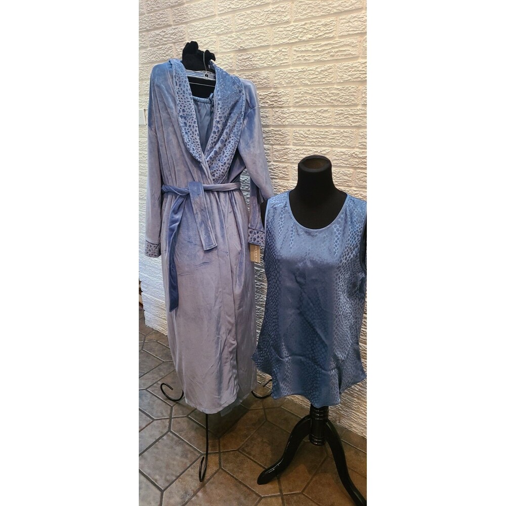 Jones New York Blue 3 piece Pajama Robe Set Women's Size XL 💜